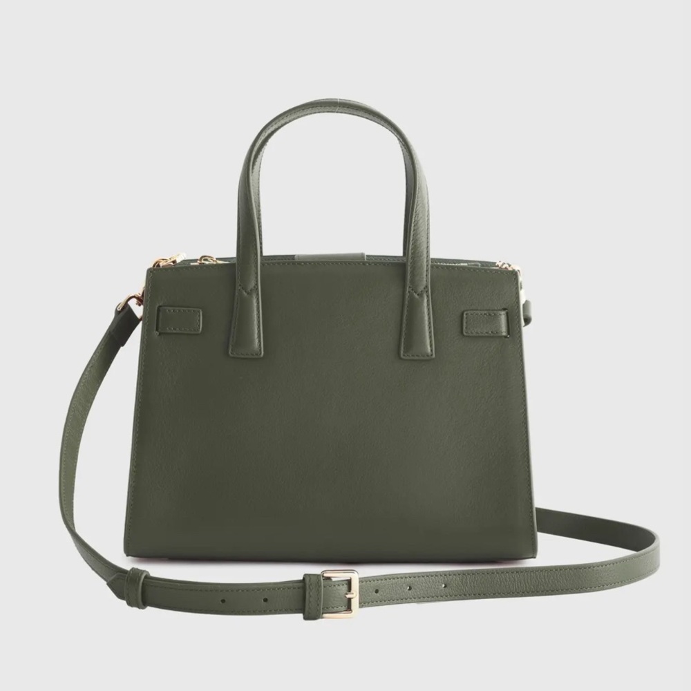 Quince Olive Green Leather Top-Handle Satchel